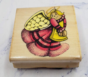 Cute Mother Angel Sky Kids Wood Mounted Rubber Stamp